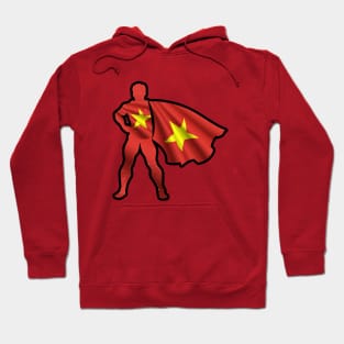 Vietnamese Hero Wearing Cape of Vietnam Flag Hope and Peace Unite Hoodie